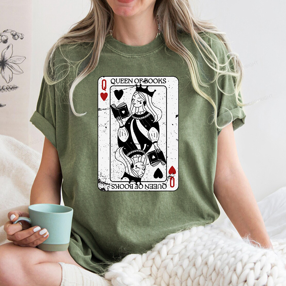 Pagewings Queen Of Books Unisex Washed T-shirt