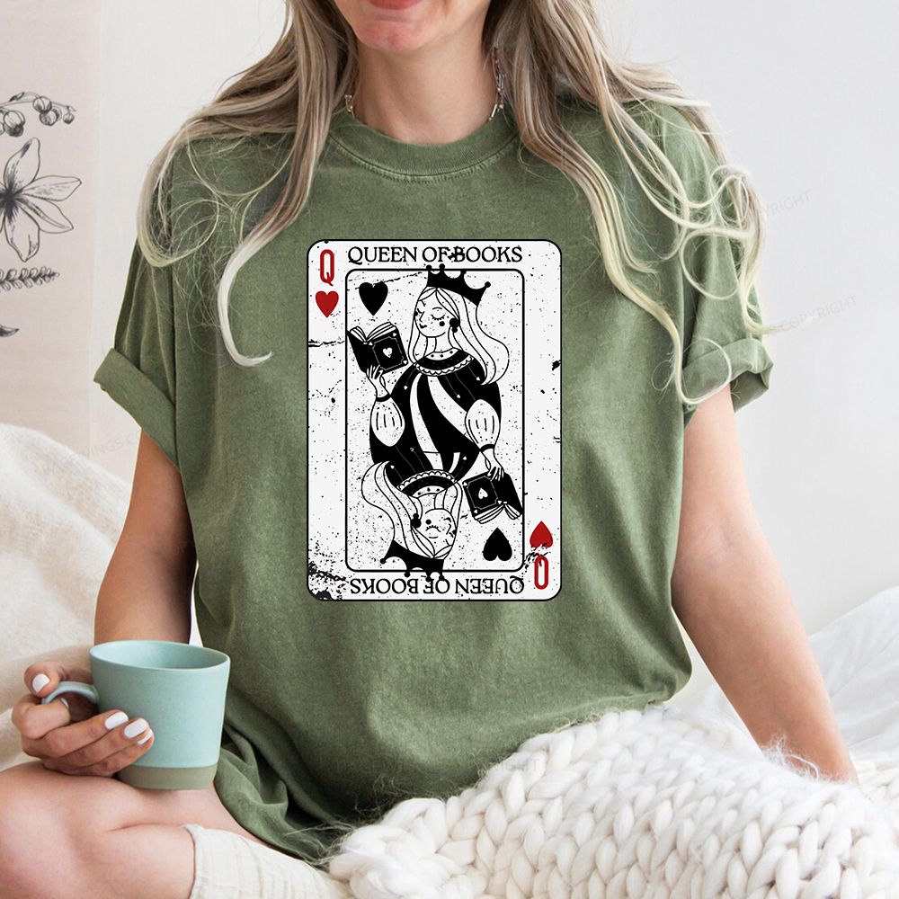 Pagewings Queen Of Books Unisex Washed T-shirt