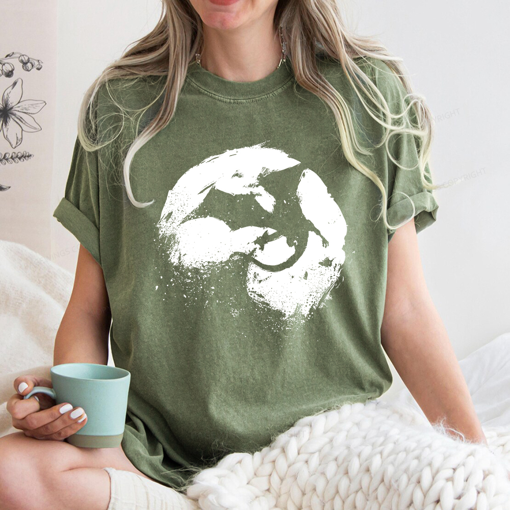 Pagewings Fantasy Book Dragon Unisex Washed T-shirt