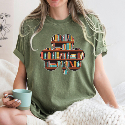 Pagewings Cloverleaf Creative Bookshelf Unisex Washed T-shirt
