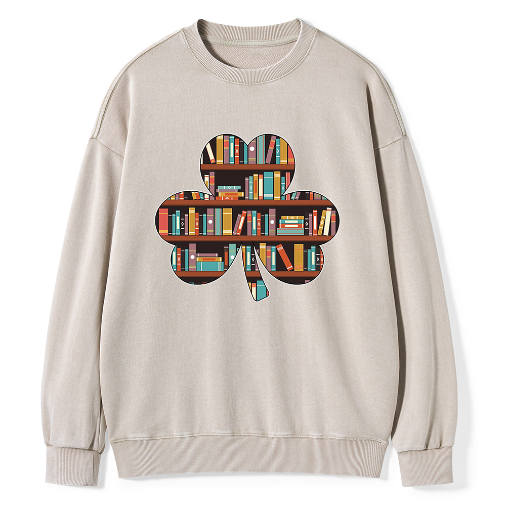 Pagewings Cloverleaf Creative Bookshelf Unisex Washed Sweatshirt