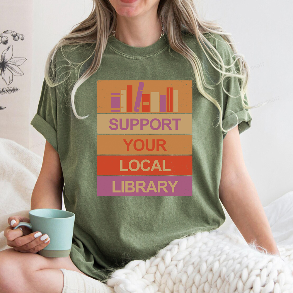 Pagewings Support Your Local Library Unisex Washed T-shirt