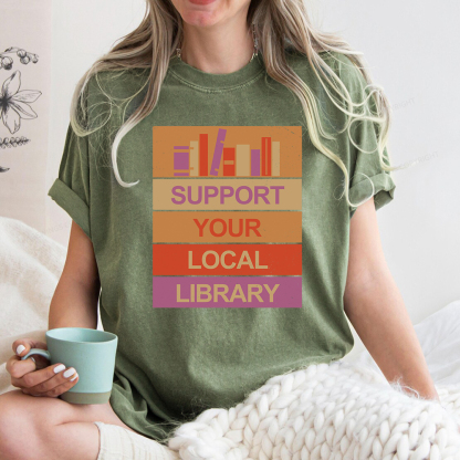 Pagewings Support Your Local Library Unisex Washed T-shirt
