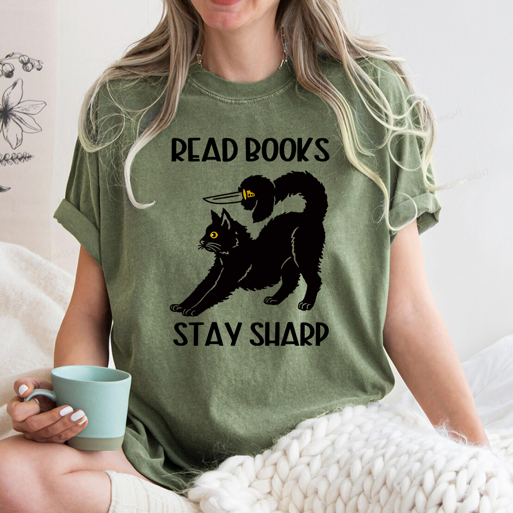Pagewings Read Books Stay Sharp Unisex Washed T-shirt