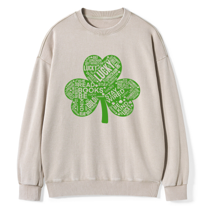 Pagewings St Patricks Day Shirt Lucky Reading Shirt Unisex Washed Sweatshirt