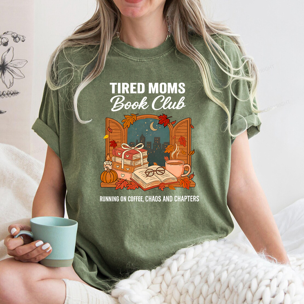 Pagewings Tired Moms Book Club Unisex Washed T-shirt