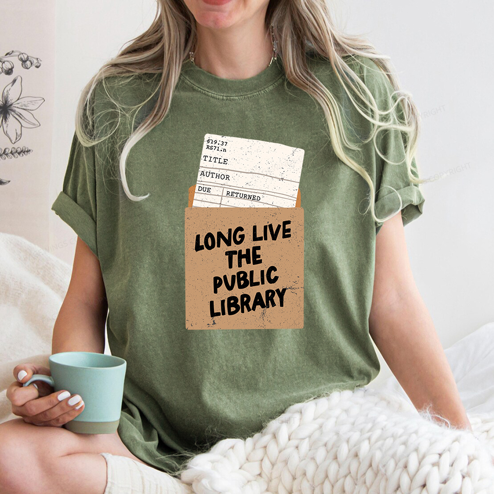 Pagewings Long Live The Public Library Unisex Washed T-shirt