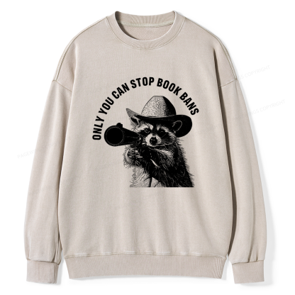 Pagewings Only You Can Stop Book Bans Unisex Washed Sweatshirt