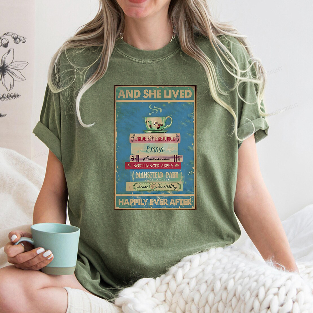 Pagewings And She Lived Happily Ever After Unisex Washed T-shirt