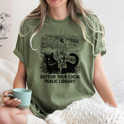 Pagewings Defend Your Local Public Library Unisex Washed T-shirt