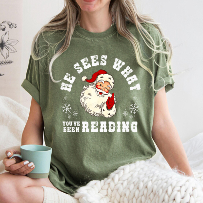 Pagewings He Sees What You've Been Reading Unisex Washed T-shirt