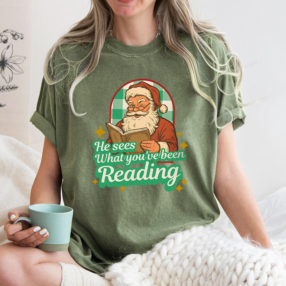Pagewings He Sees What You've Been Reading Unisex Washed T-shirt
