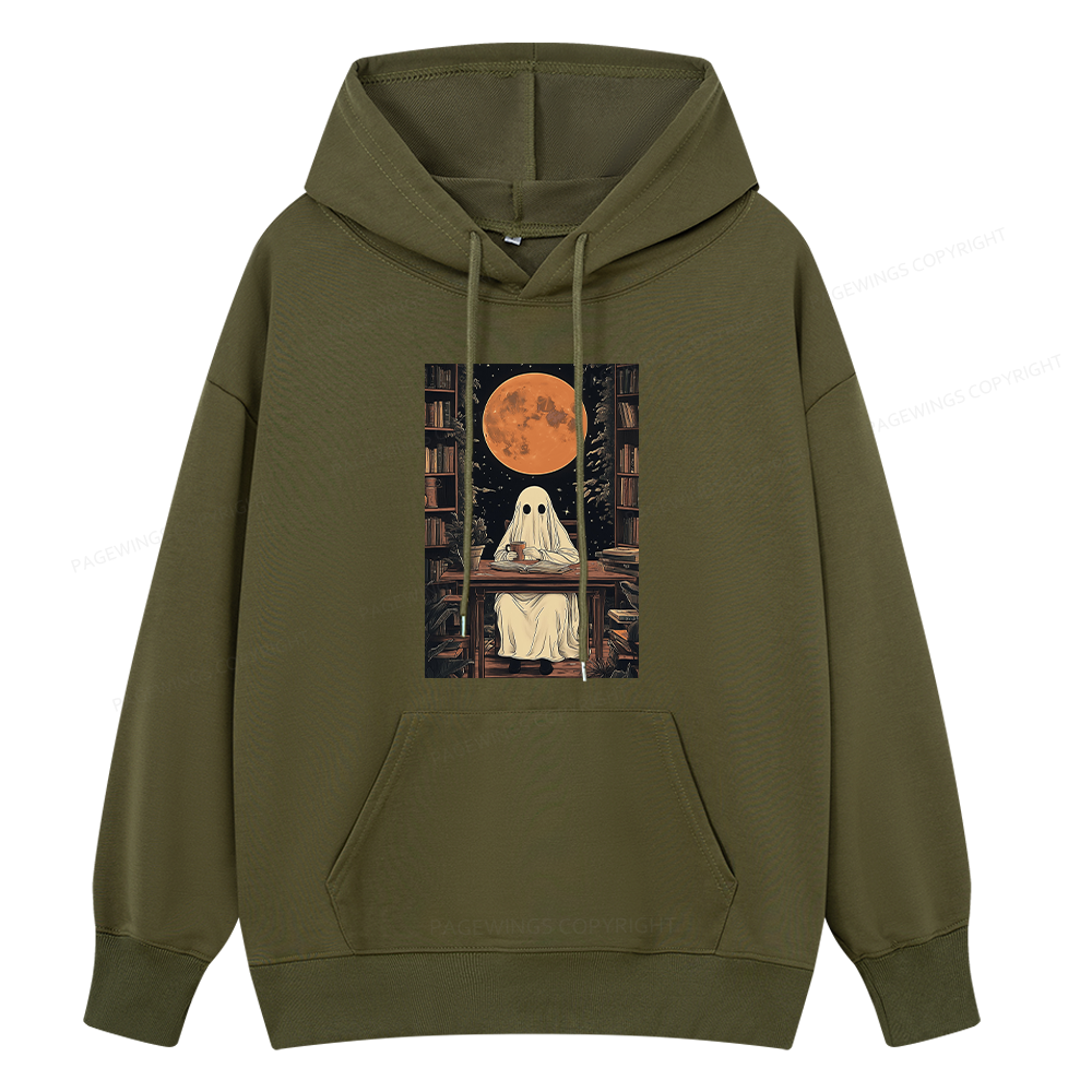 Pagewings Halloween Ghost Books Coffee Unisex Classic Hoodie