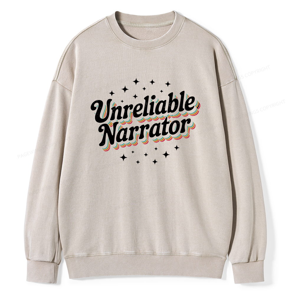 Pagewings Unreliable Narrator Unisex Washed Sweatshirt