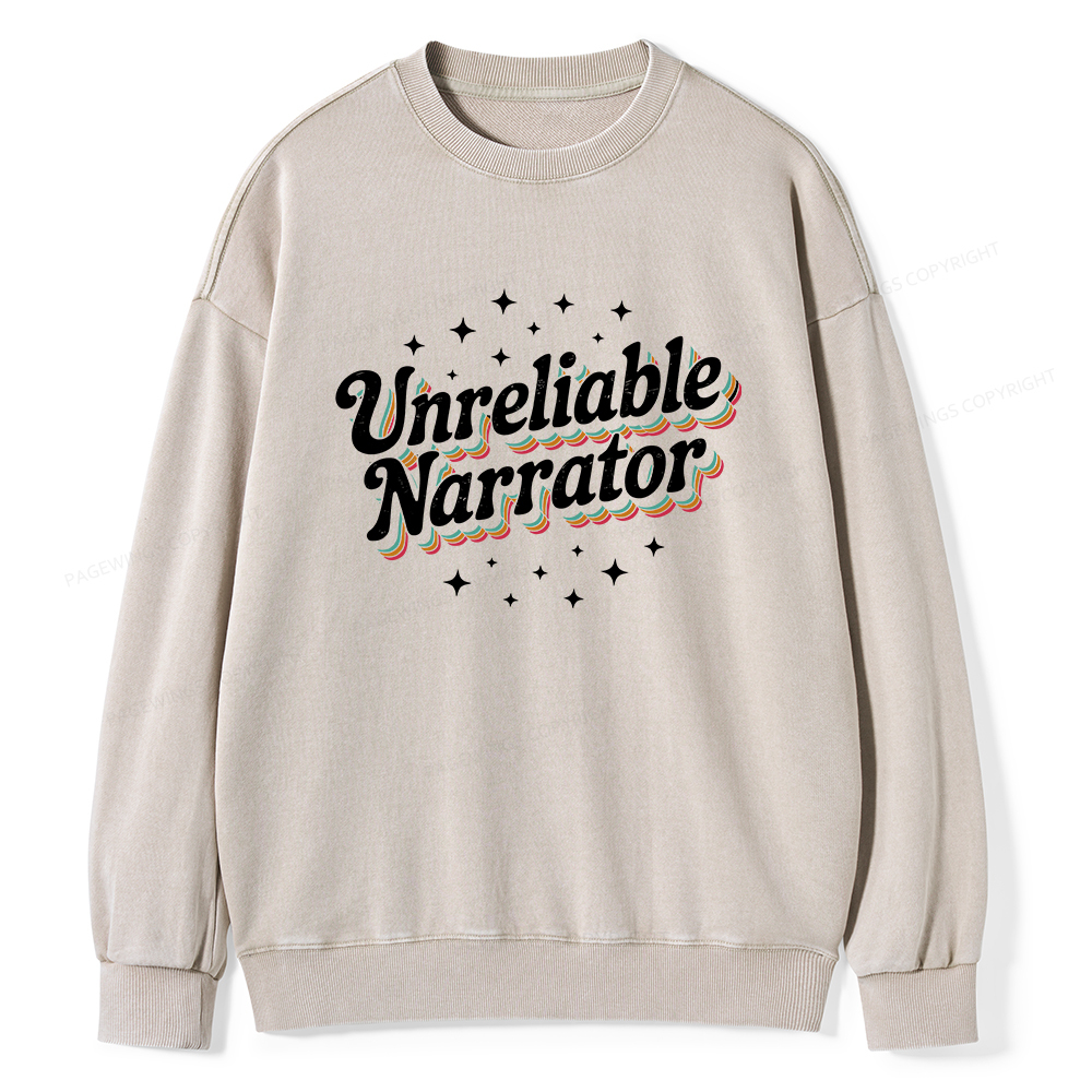 Pagewings Unreliable Narrator Unisex Washed Sweatshirt