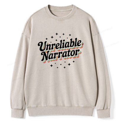 Pagewings Unreliable Narrator Unisex Washed Sweatshirt
