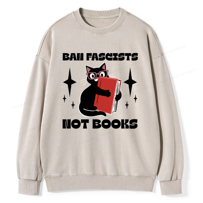 Pagewings Ban Fascists Not Books Unisex Washed Sweatshirt