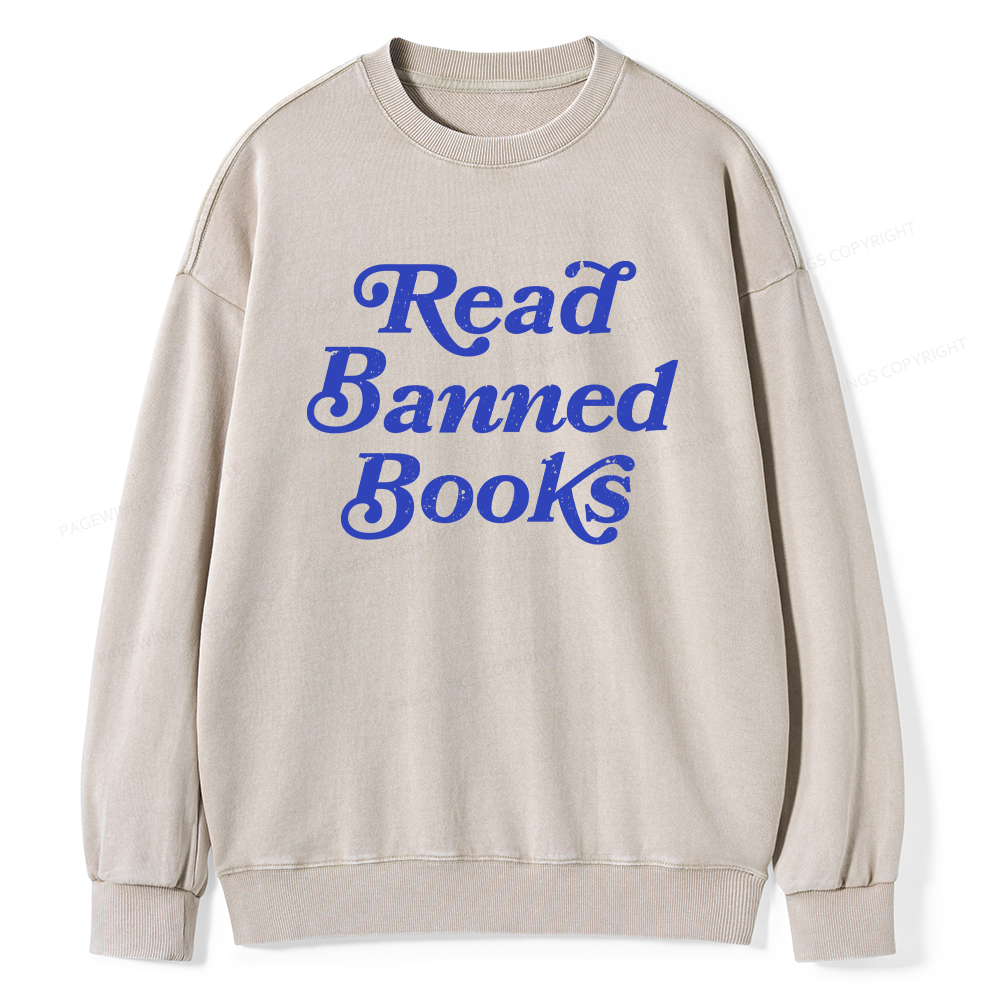 Pagewings Read Banned Books Unisex Washed Sweatshirt