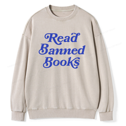 Pagewings Read Banned Books Unisex Washed Sweatshirt