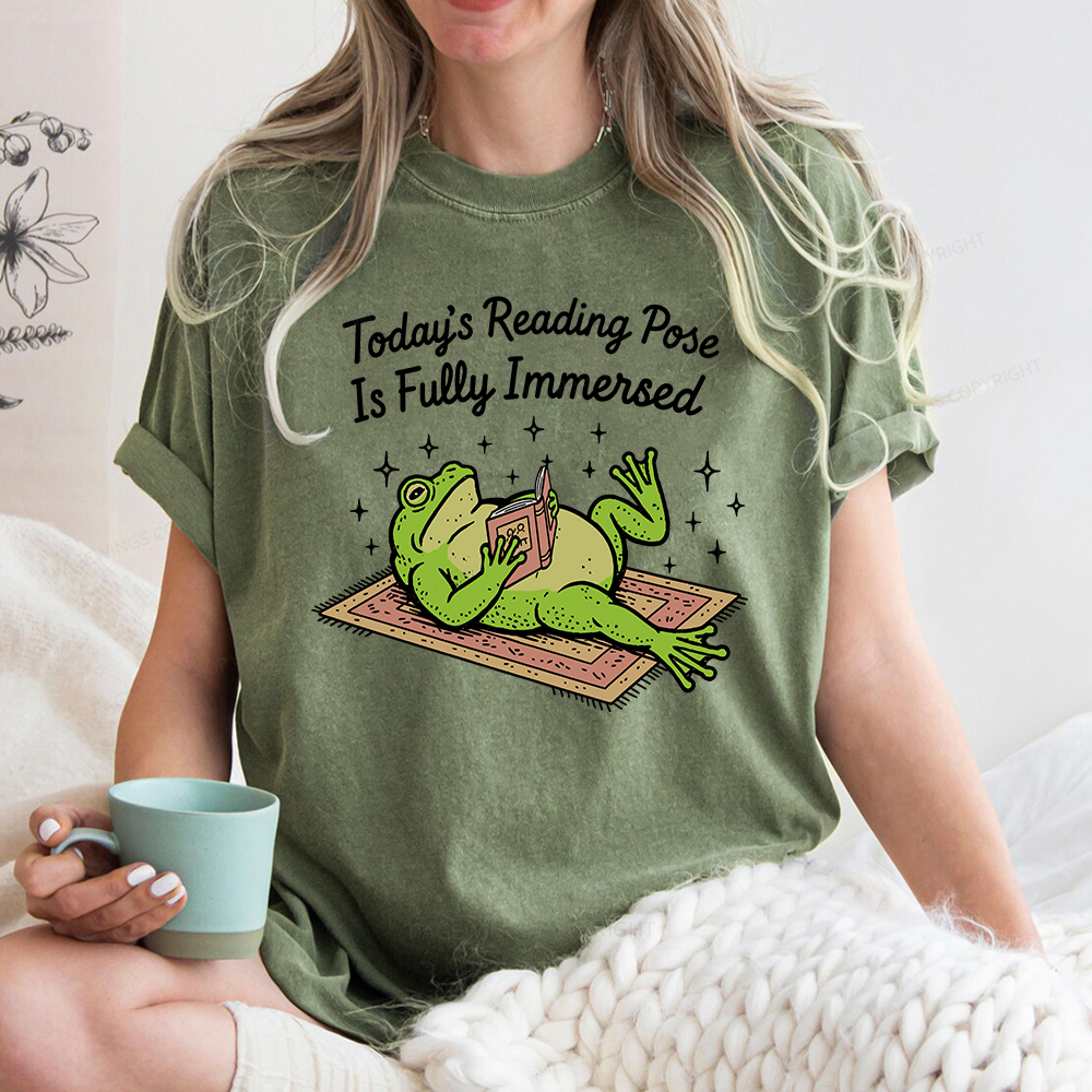 Pagewings Today's Reading Pose Is Fully Immersed Unisex Washed T-shirt