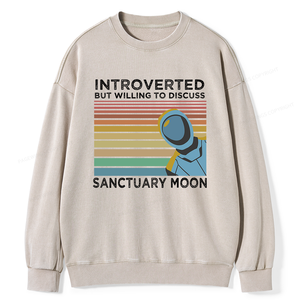 Pagewings Introverted But Willing to Discuss Sanctuary Moon Unisex Washed Sweatshirt