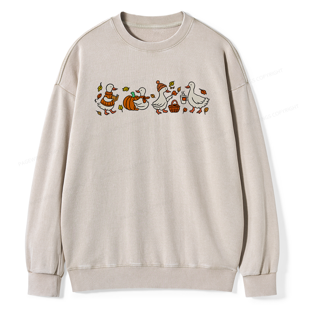 Pagewings Cozy Fall Thanksgiving Unisex Washed Sweatshirt