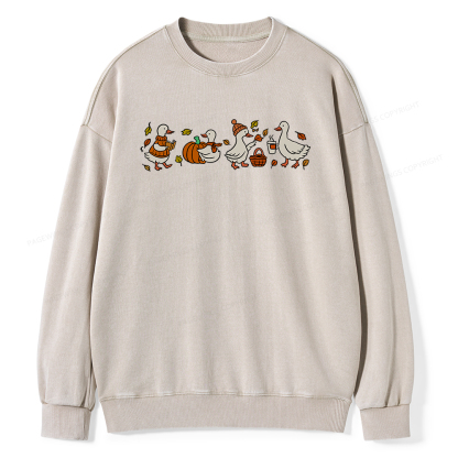 Pagewings Cozy Fall Thanksgiving Unisex Washed Sweatshirt