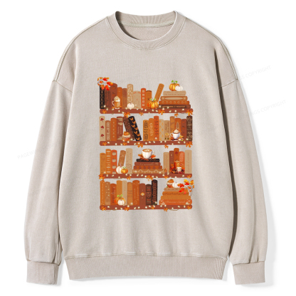 Pagewings Cozy Season Books Lover Unisex Washed Sweatshirt