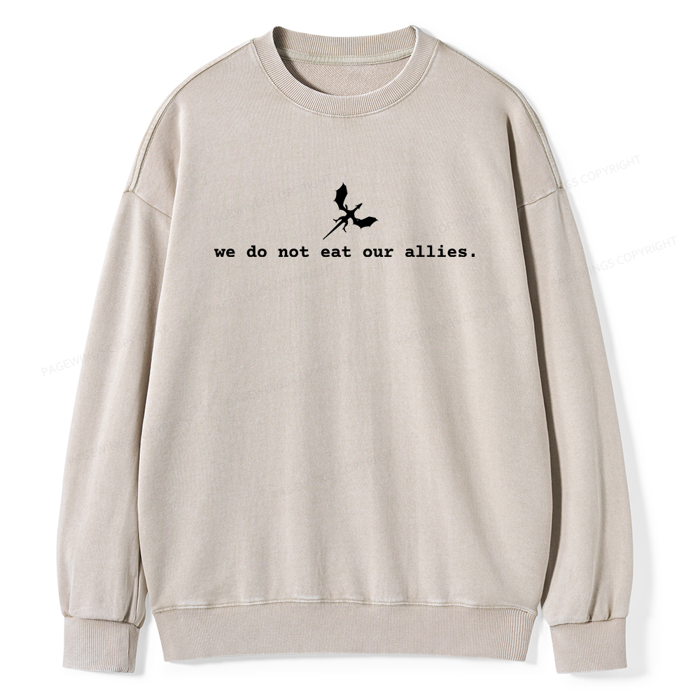Pagewings We Do Not Eat Our Allies Unisex Washed Sweatshirt