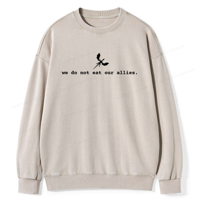 Pagewings We Do Not Eat Our Allies Unisex Washed Sweatshirt