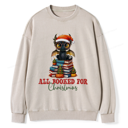 Pagewings Christmas Holiday Dragon Reader Unisex Washed Sweatshirt