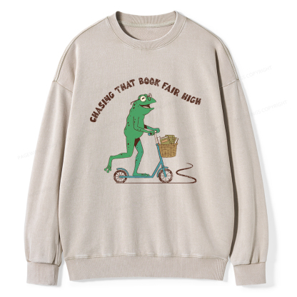 Pagewings Chasing That Book Fair High Unisex Washed Sweatshirt