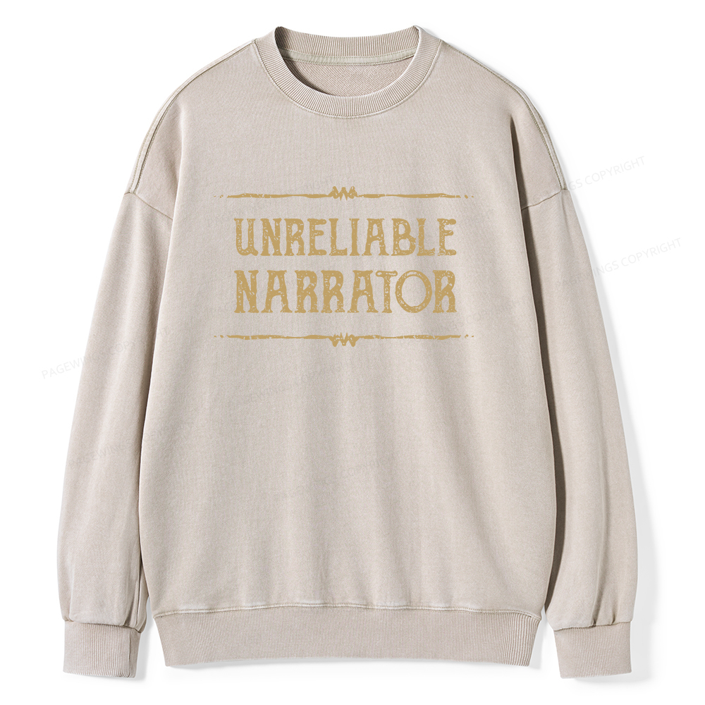 Pagewings Unreliable Narrator Unisex Washed Sweatshirt