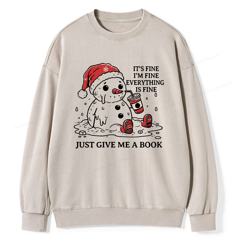 Pagewings Just Give Me A Book Unisex Washed Sweatshirt