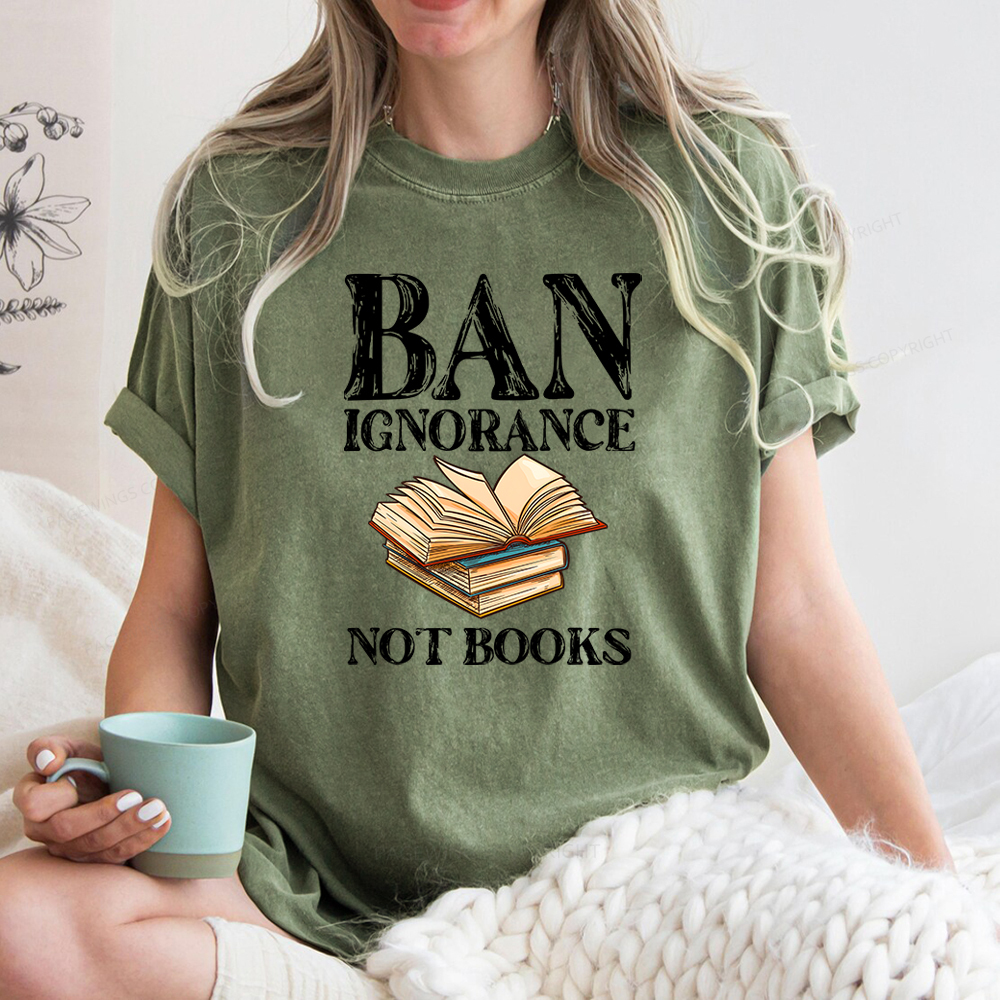 Pagewings Ban Ignorance Not Books Unisex Washed T-shirt
