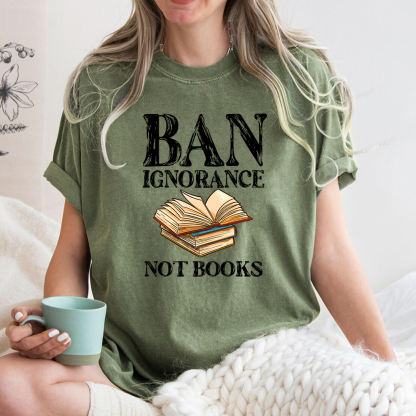 Pagewings Ban Ignorance Not Books Unisex Washed T-shirt