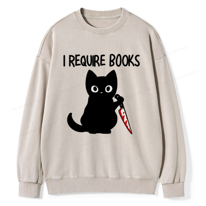 Pagewings I Require Books Unisex Washed Sweatshirt