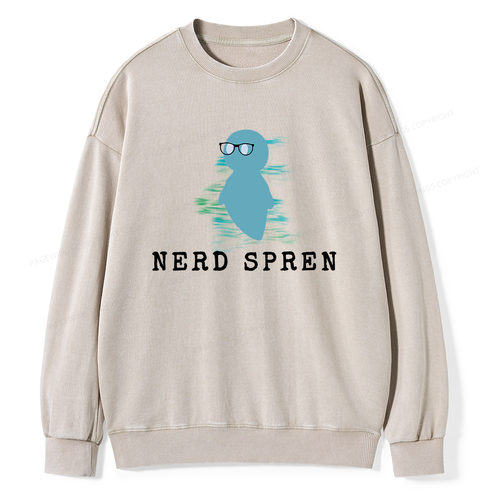 Pagewings Nerd Spren Unisex Washed Sweatshirt