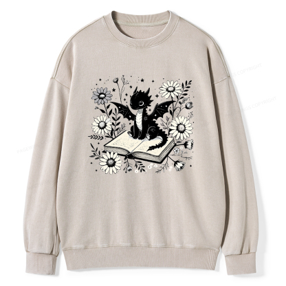 Pagewings Bookworm Dragon Unisex Washed Sweatshirt
