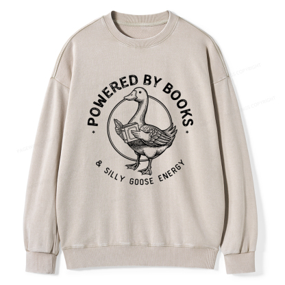 Pagewings Powered By Books & Silly Goose Energy Unisex Washed Sweatshirt