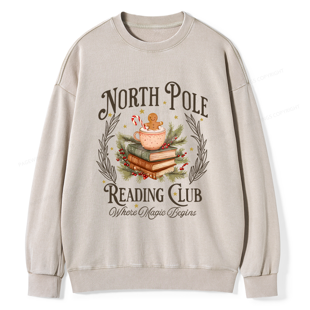 Pagewings  North Pole Book Club Unisex Washed Sweatshirt