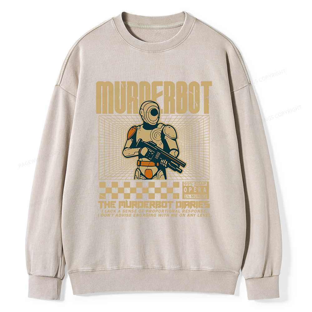 Pagewings Murderbot Unisex Washed Sweatshirt