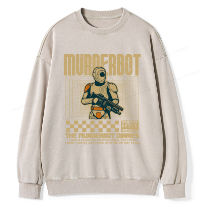 Pagewings Murderbot Unisex Washed Sweatshirt