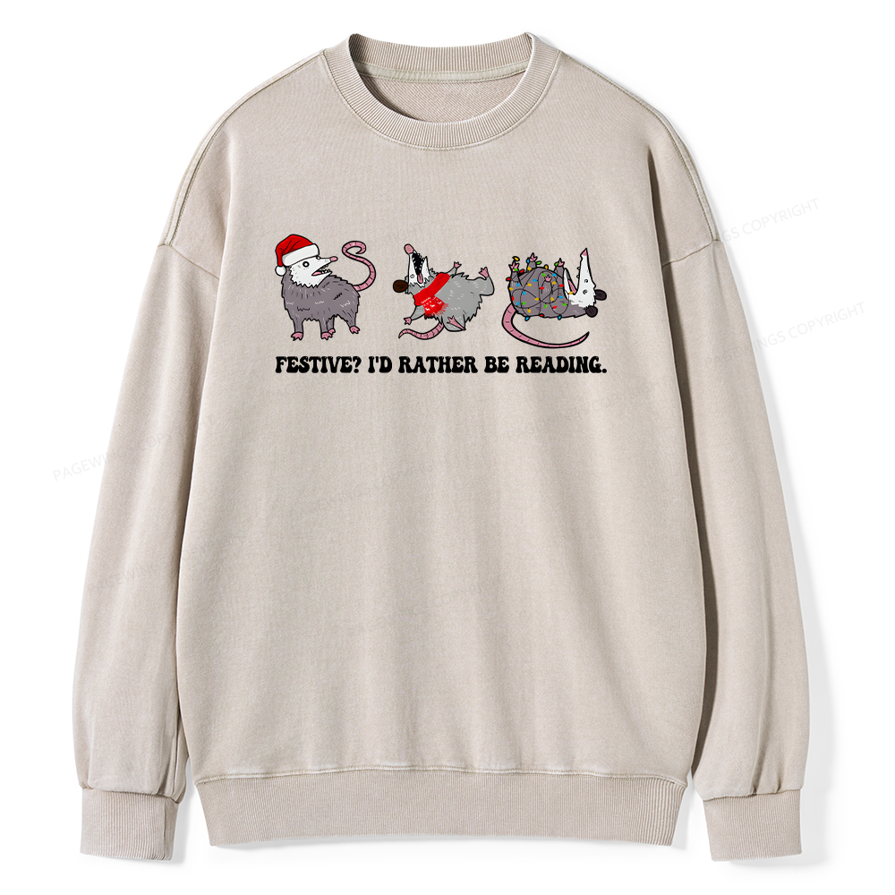 Pagewings I'd Rather Be Reading Unisex Washed Sweatshirt