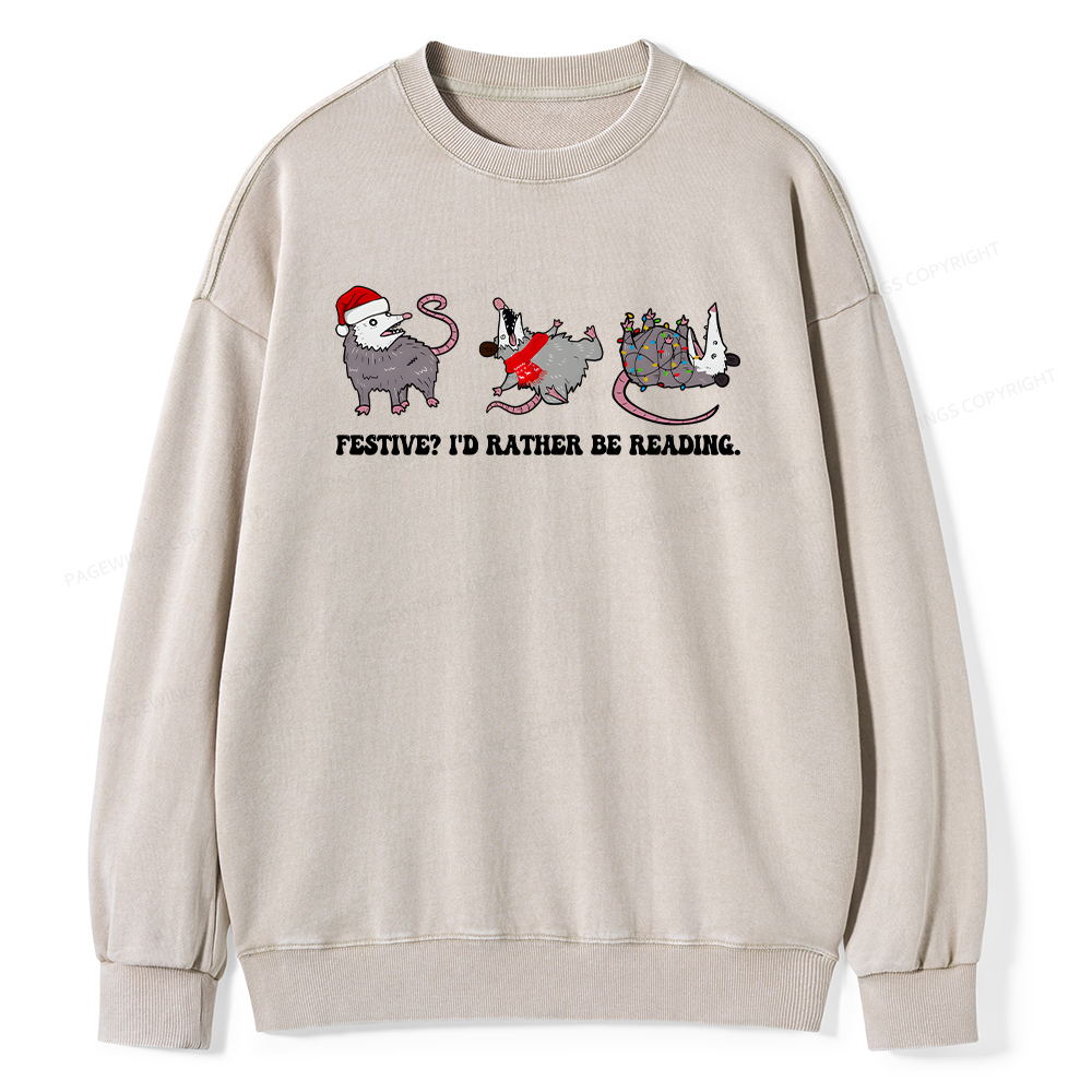 Pagewings I'd Rather Be Reading Unisex Washed Sweatshirt