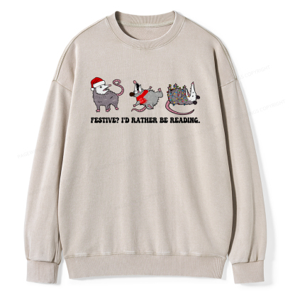 Pagewings I'd Rather Be Reading Unisex Washed Sweatshirt
