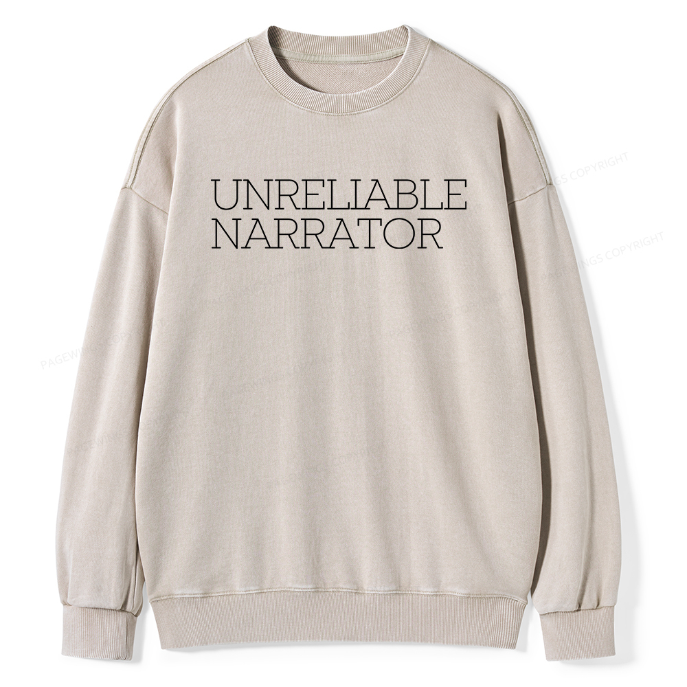 Pagewings Unreliable Narrator Unisex Washed Sweatshirt