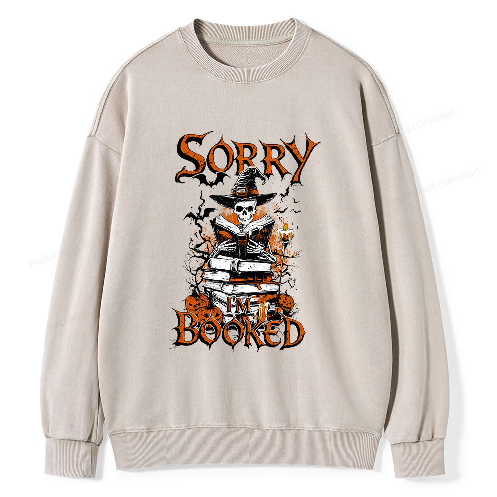 Pagewings Halloween I'm Booked Unisex Washed Sweatshirt