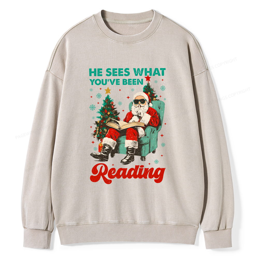 Pagewings Christmas Reading Unisex Washed Sweatshirt