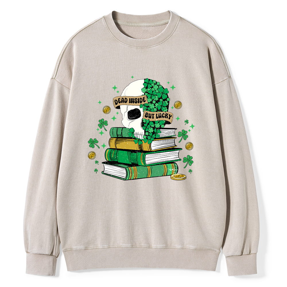 Pagewings Dead Inside But Lucky Unisex Washed Sweatshirt